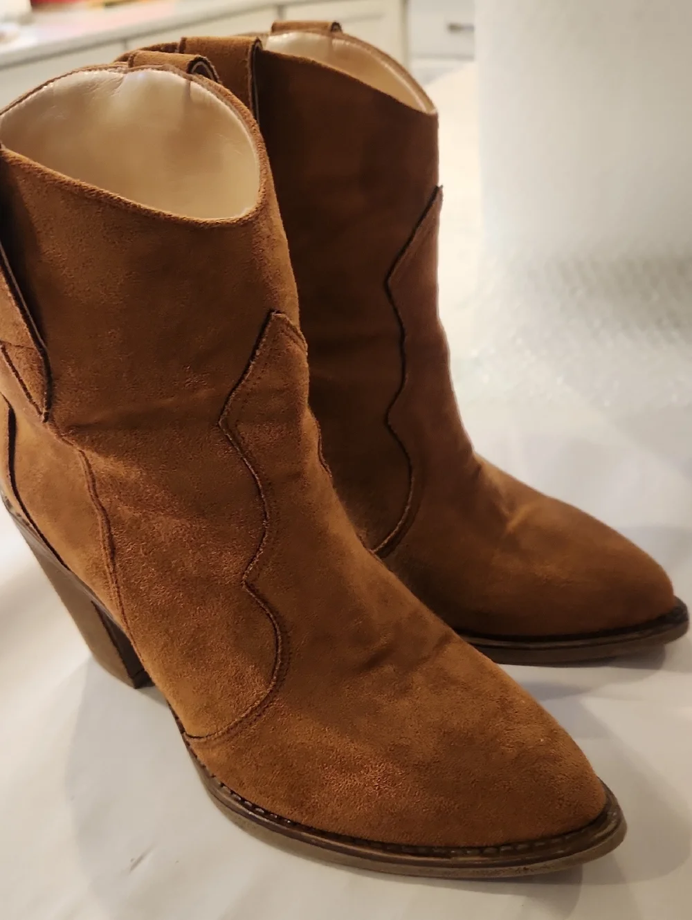 Women’s Suede Ankle Boots in Brown - Picture 3 of 8